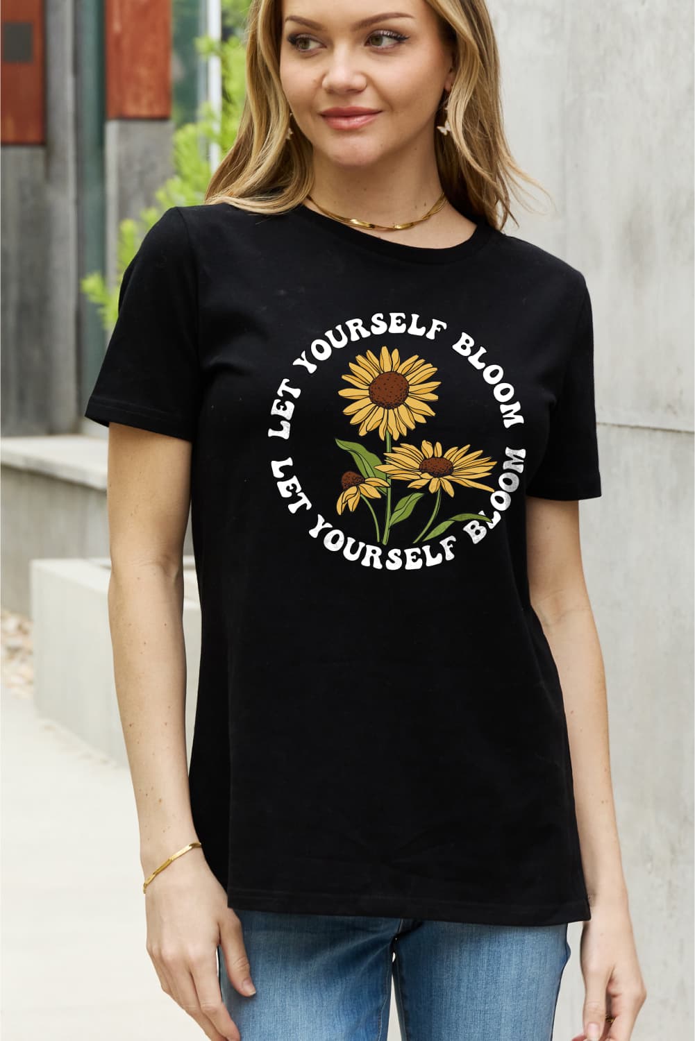 Simply Love Full Size LET YOURSELF BLOOM Graphic Cotton Tee