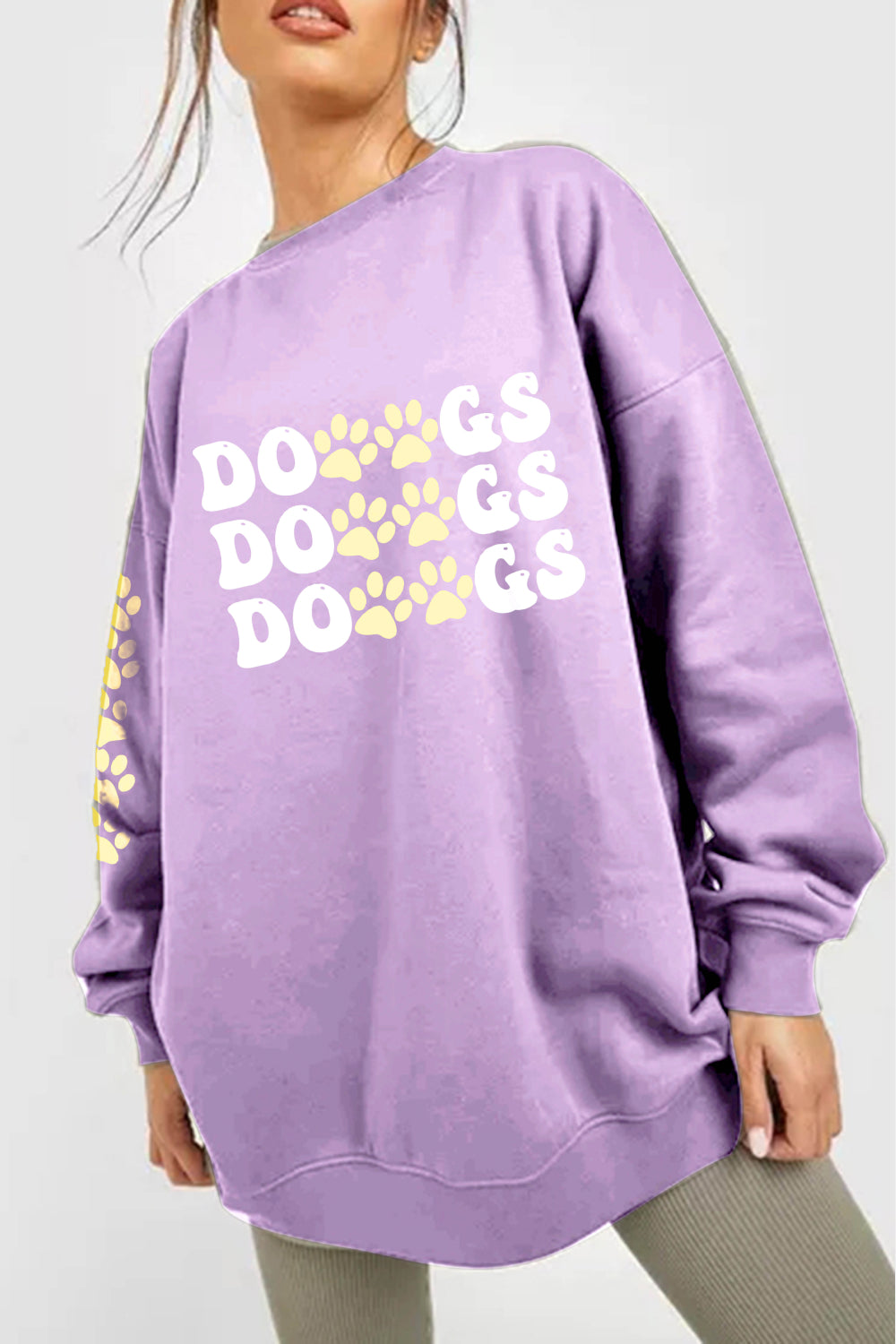Simply Love Full Size Round Neck Dropped Shoulder DOGS Graphic Sweatshirt
