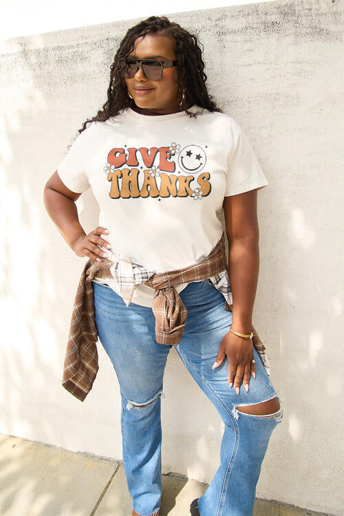 Simply Love Full Size GIVE THANKS Short Sleeve T-Shirt