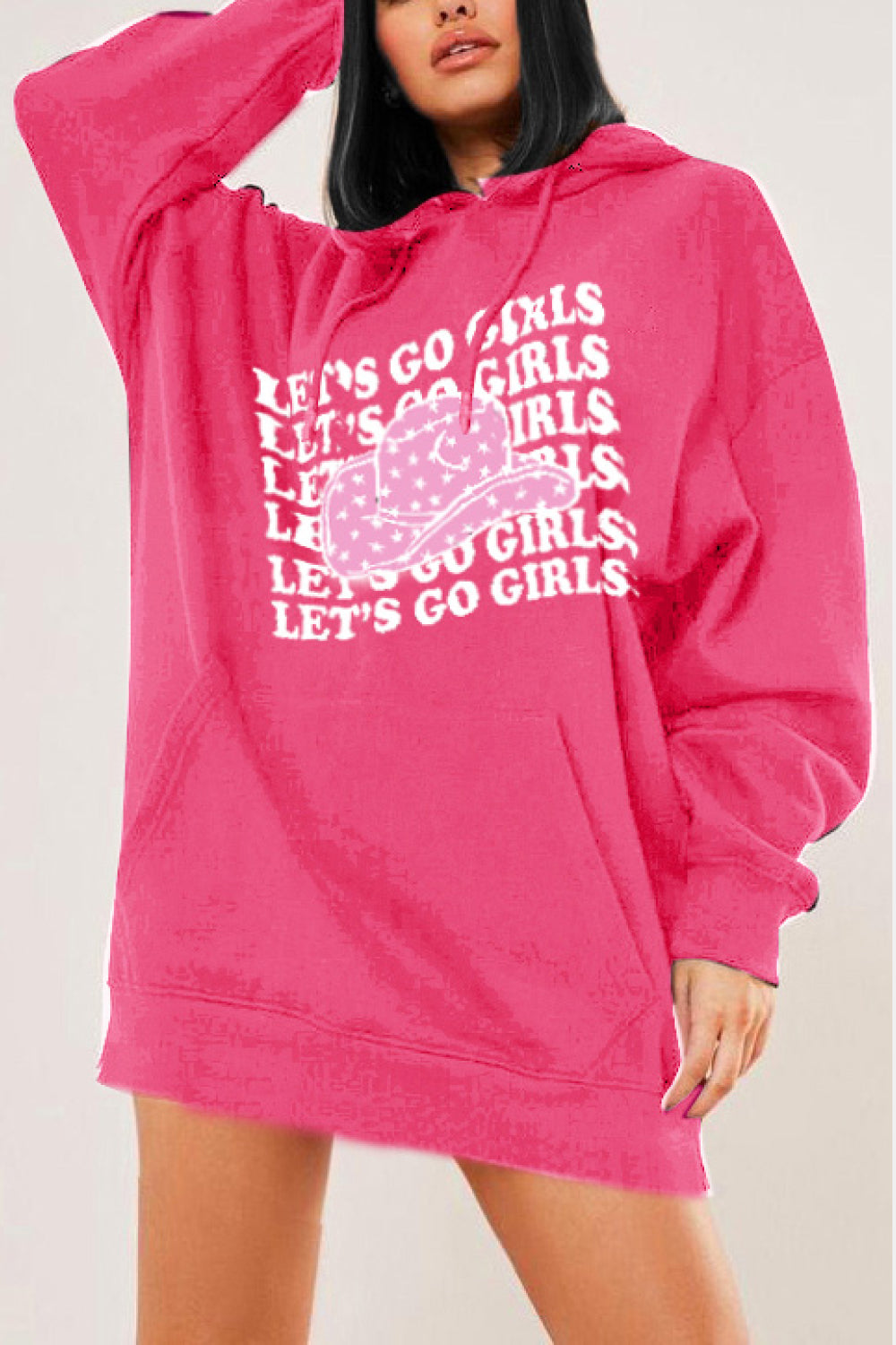 Simply Love Full Size LET’S GO GIRLS Graphic Dropped Shoulder Hoodie