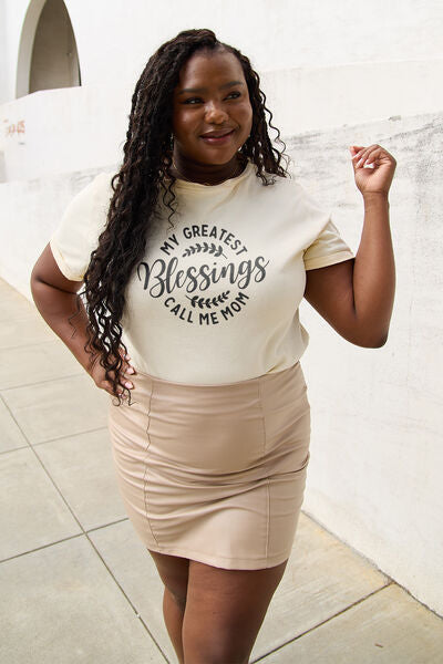 Simply Love Full Size MY GREATEST BLESSINGS CALL ME MOM Short Sleeve T-Shirt