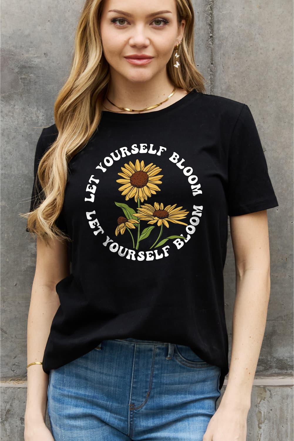 Simply Love Full Size LET YOURSELF BLOOM Graphic Cotton Tee