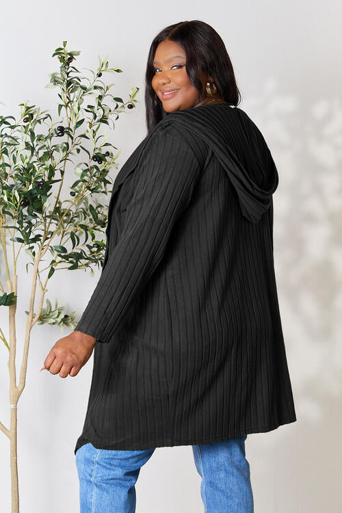 Basic Bae Full Size Ribbed Open Front Long Sleeve Cardigan